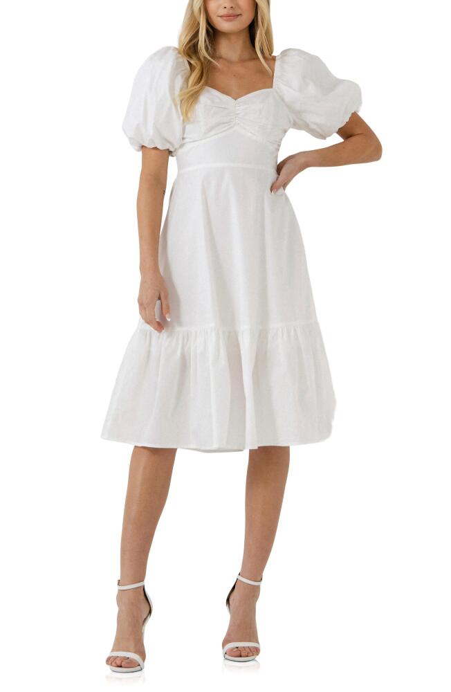 English Factory Puff Sleeve Cotton Dress in White Cover