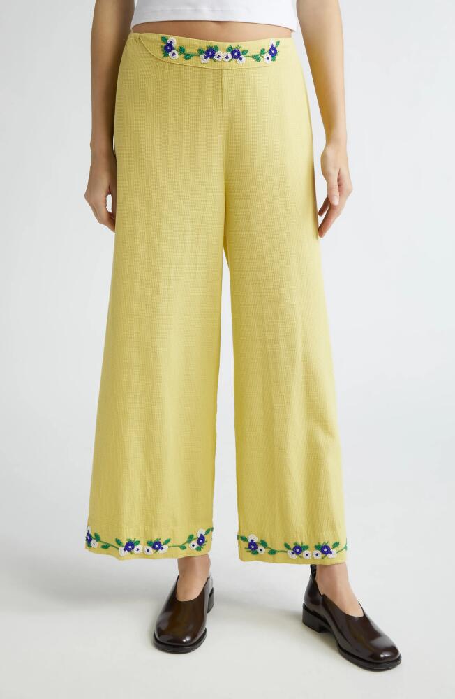 Bode Beaded Chicory Wide Leg Crop Pants in Yellow Cover