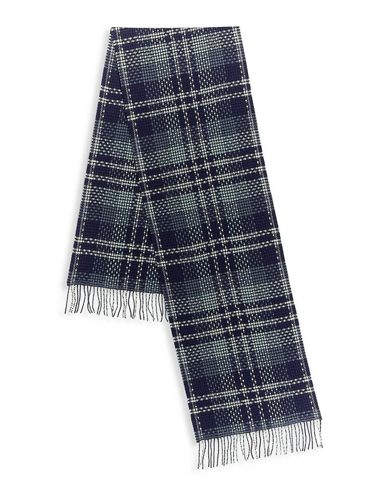 Saks Fifth Avenue Men's Plaid Wool Scarf - Navy Cover