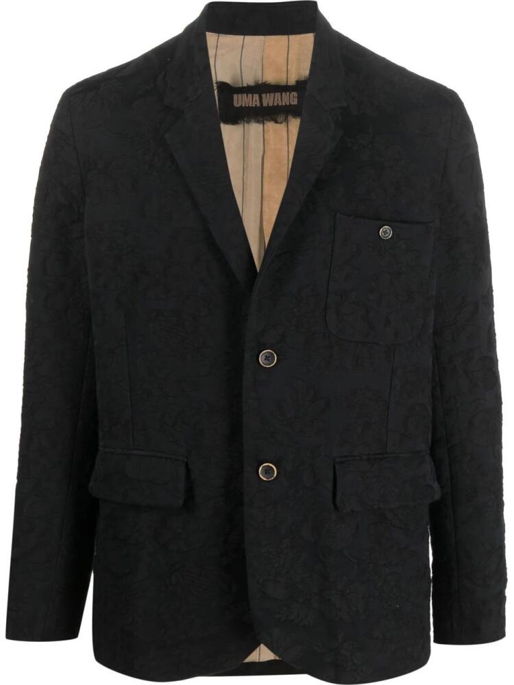 Uma Wang patterned jacquard single-breasted blazer - Black Cover