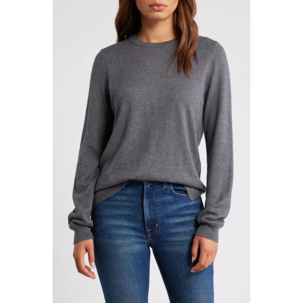 caslon(r) Cotton & Cashmere Crewneck Sweater in Grey Dark Heather Cover