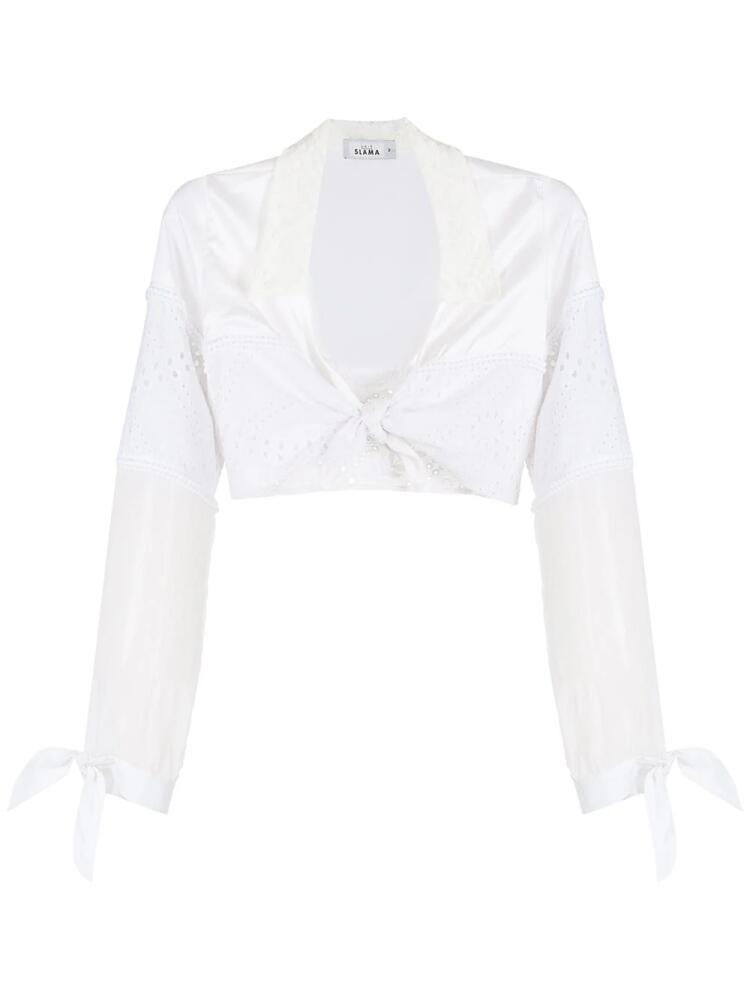 Amir Slama tie-front cropped shirt - White Cover