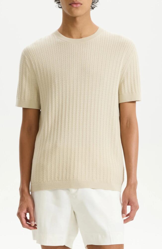 Theory Cable Short Sleeve Cotton Blend Sweater in New Sand Cover