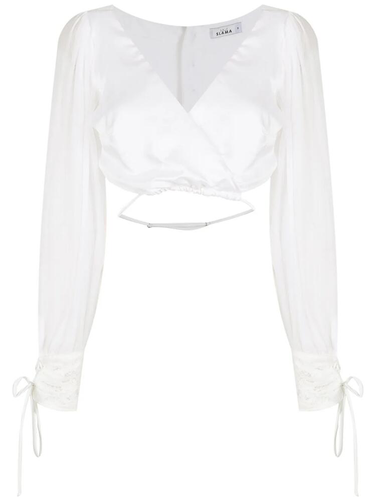 Amir Slama cropped silk blouse - White Cover