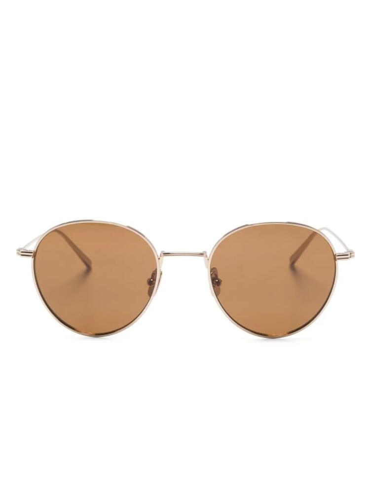 TOTEME logo-engraved round-frame sunglasses - Gold Cover