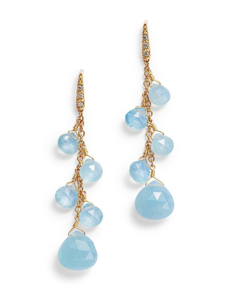 Marco Bicego 18K Yellow Gold Paradise Aquamarine & Diamond Chain Drop Earrings - Exclusive Cover