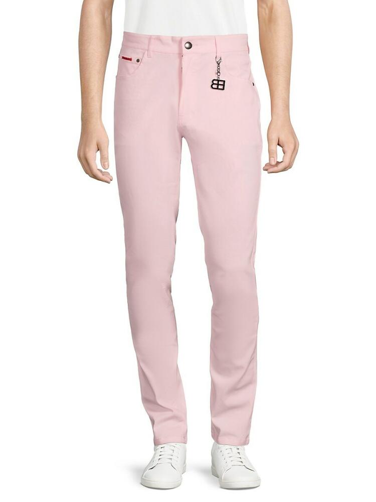 Elie Balleh Men's Flat Front Twill Pants - Pink Cover