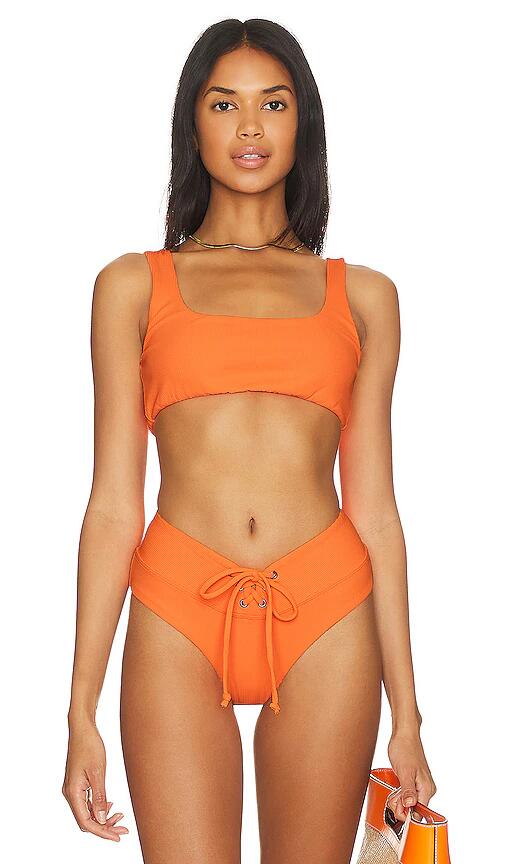 YEAR OF OURS Julianna Bikini Top in Orange Cover