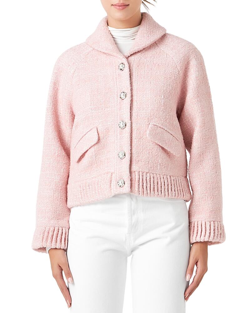 Endless Rose Button Front Cropped Tweed Jacket Cover