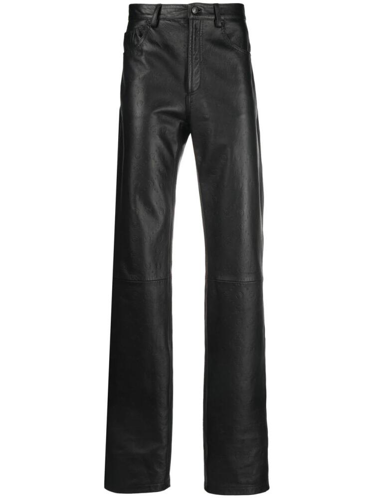 Marine Serre logo-debossed leather trousers - Black Cover