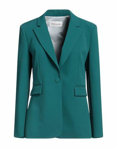 Rebel Queen Woman Blazer Green Polyester, Elastane Cover