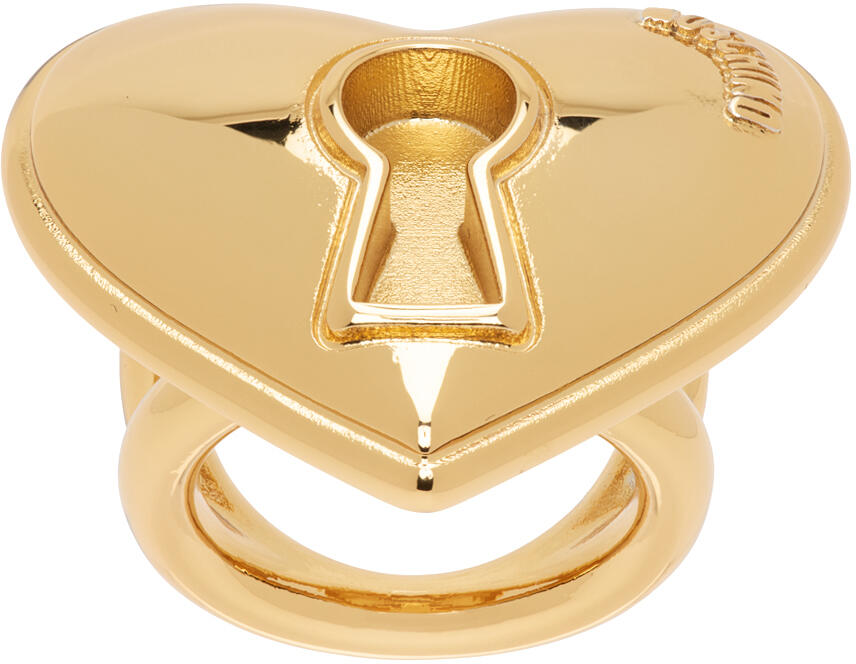 Moschino Gold Heart Lock Ring Cover