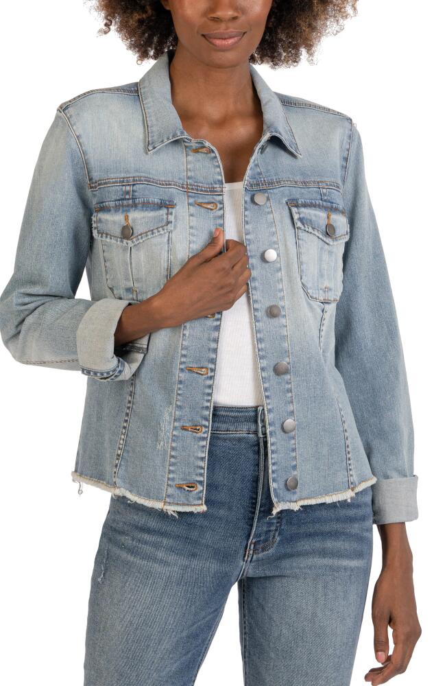 KUT from the Kloth Kara Frayed Denim Jacket in Earned Cover