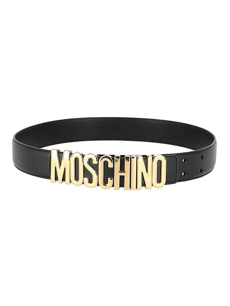 Moschino Women's Logo Leather Belt - Black Cover