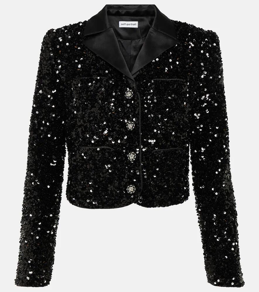 Self-Portrait Sequined cropped jacket Cover