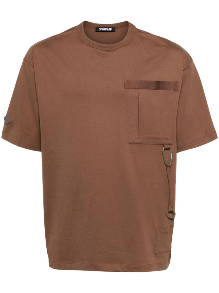 Spoonyard coordinate-embroidered cotton T-shirt - Brown Cover