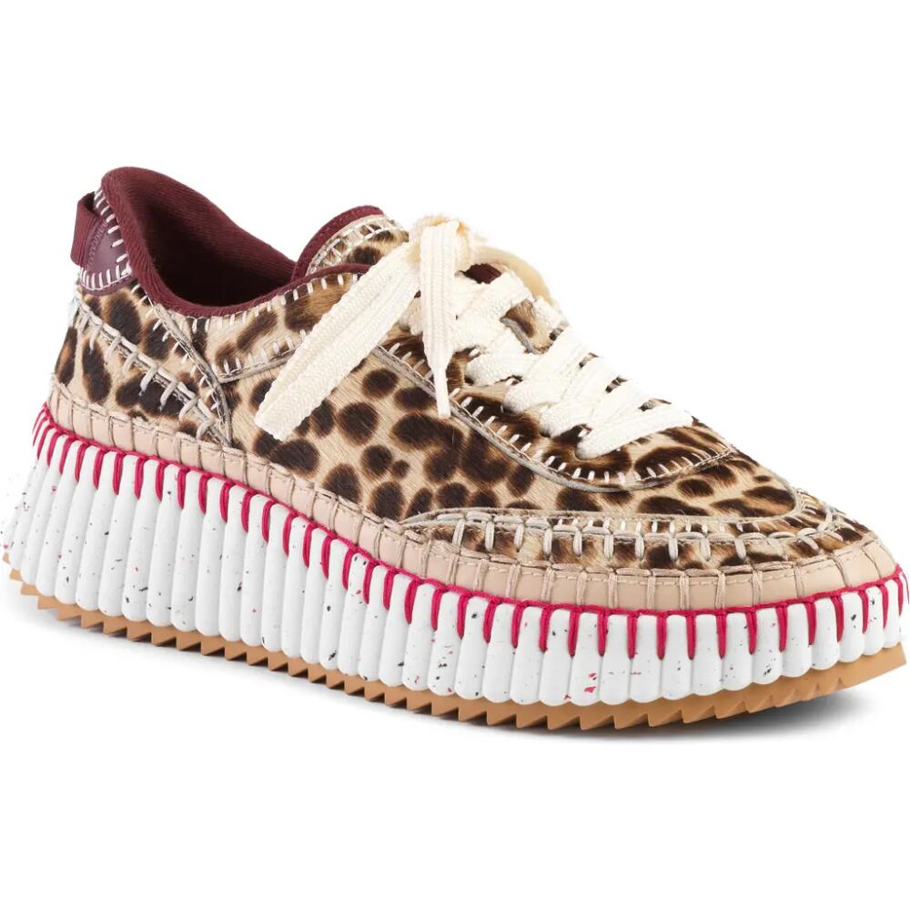 Chloé Nama Genuine Calf Hair Platform Sneaker in Jungle Brown Cover