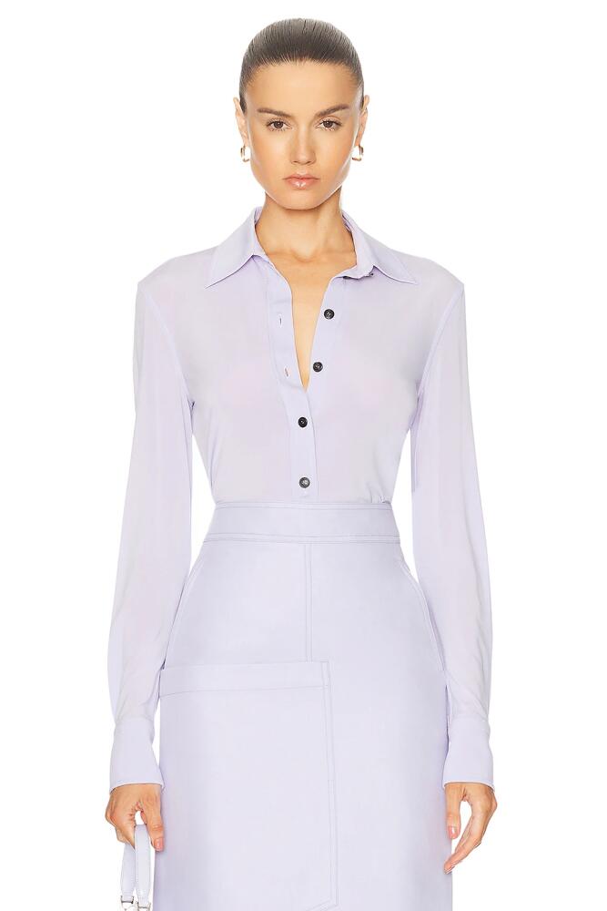 Ferragamo Sheer Button Up Top in Lavender Cover