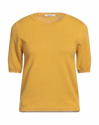 Kangra Woman Sweater Ocher Merino Wool, Cashmere Cover