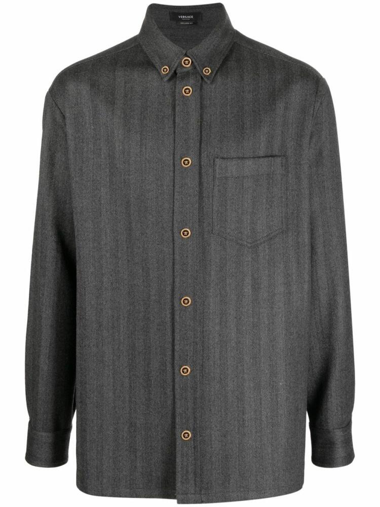 Versace herringbone cashmere overshirt - Grey Cover