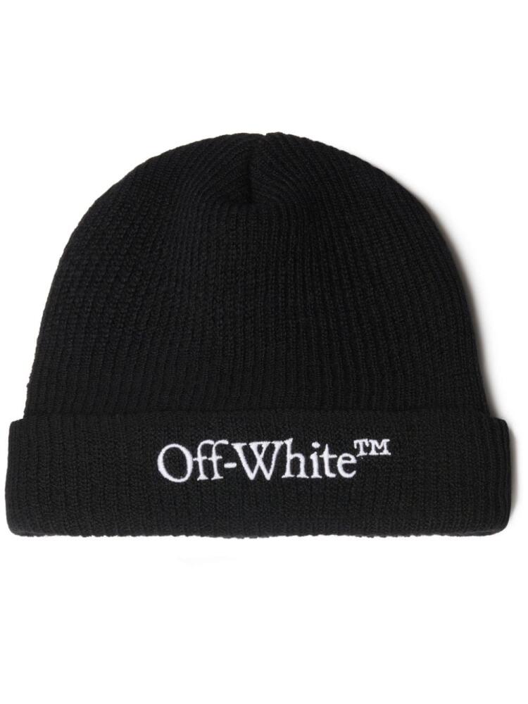 Off-White logo-embroidered wool beanie - Black Cover