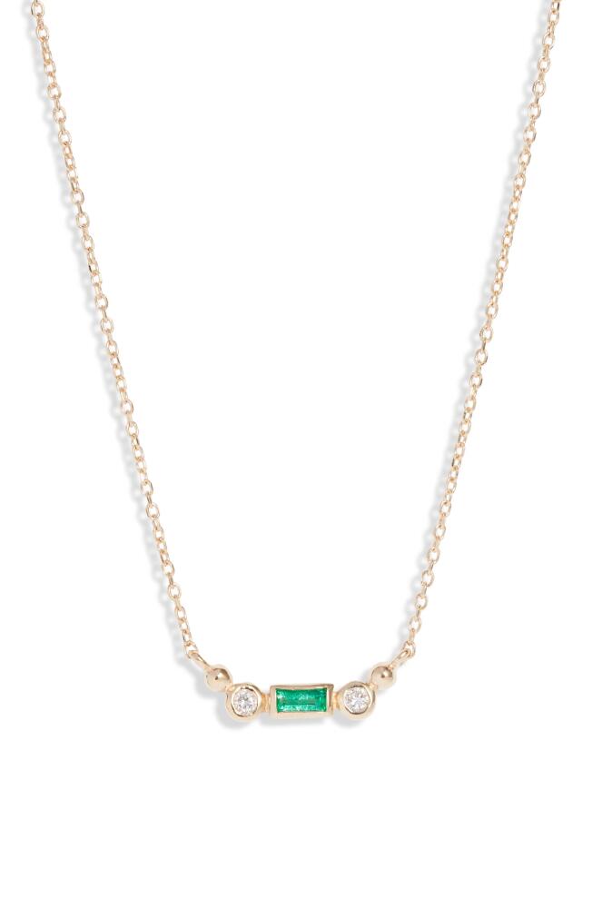 Anzie Cléo Emerald & Diamond Bar Pendant Necklace in Green Cover