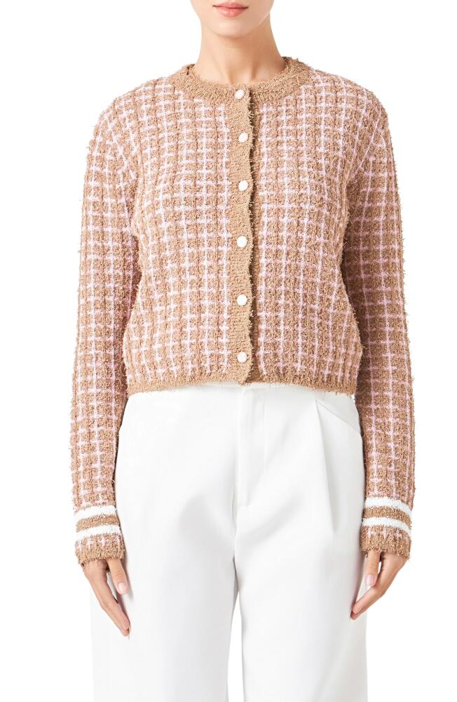 Endless Rose Check Cardigan in Camel/Pink Cover