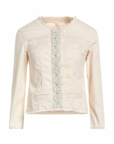 Liu •jo Woman Denim outerwear Beige Cotton, Elastane Cover