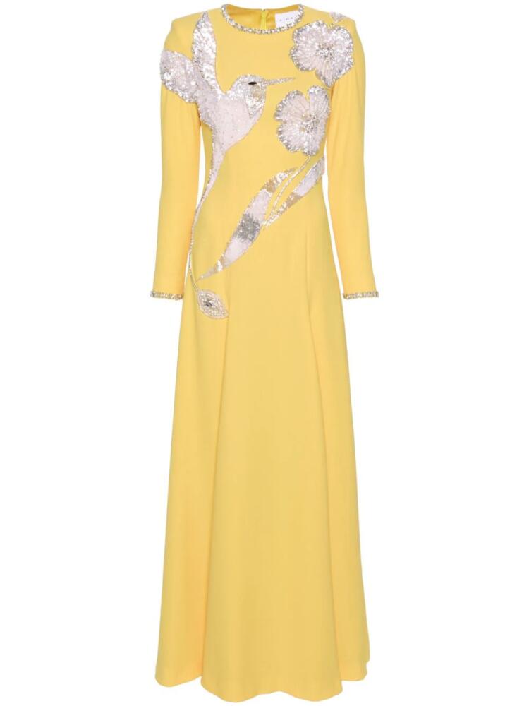 Dina Melwani crystal-embellished maxi dress - Yellow Cover