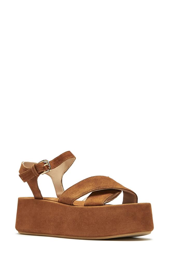 La Canadienne Kinsley Ankle Strap Platform Sandal in Chestnut Suede Cover