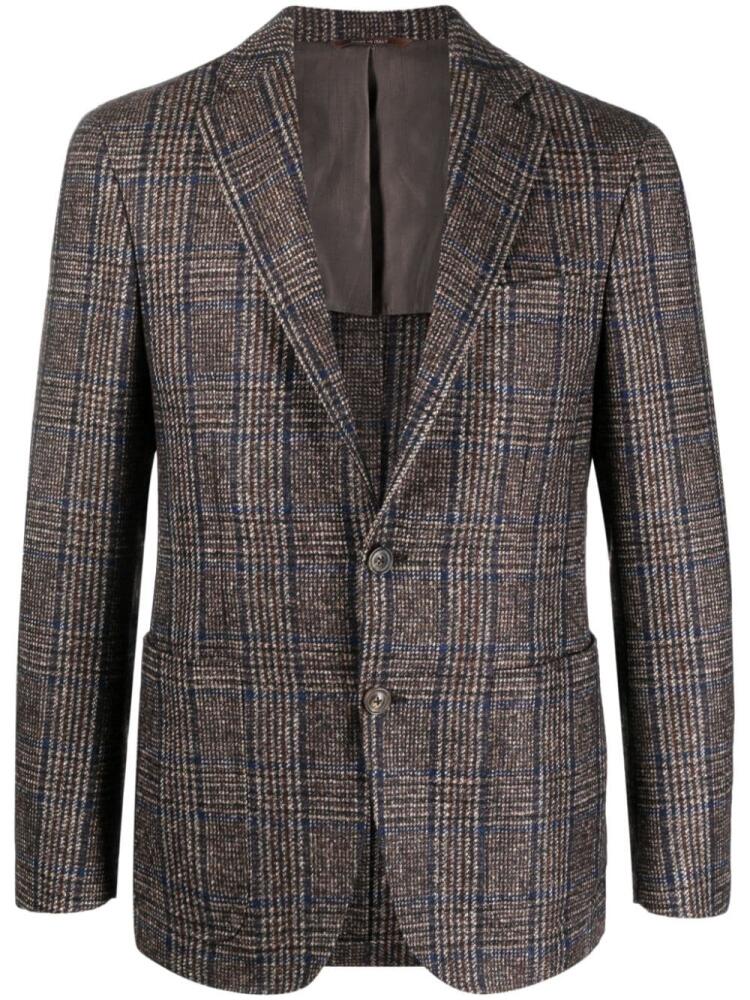 Canali check-print single-breasted blazer - Brown Cover