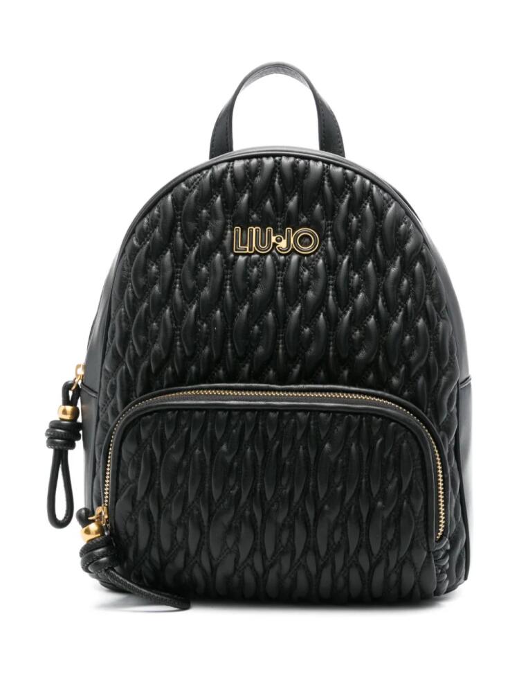 LIU JO logo-lettering backpack - Black Cover