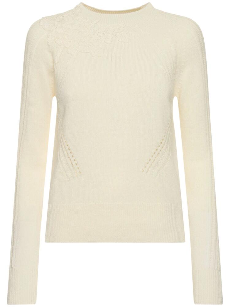 ERMANNO SCERVINO Embroidered Knit Crewneck Sweater Cover