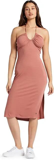 Roxy Late Sunset Halter Midi Dress (Cedar Wood) Women's Clothing Cover