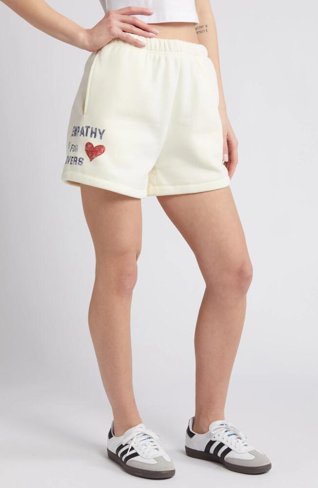 THE MAYFAIR GROUP Empathy Is for Lovers Graphic Sweat Shorts in Cream Cover