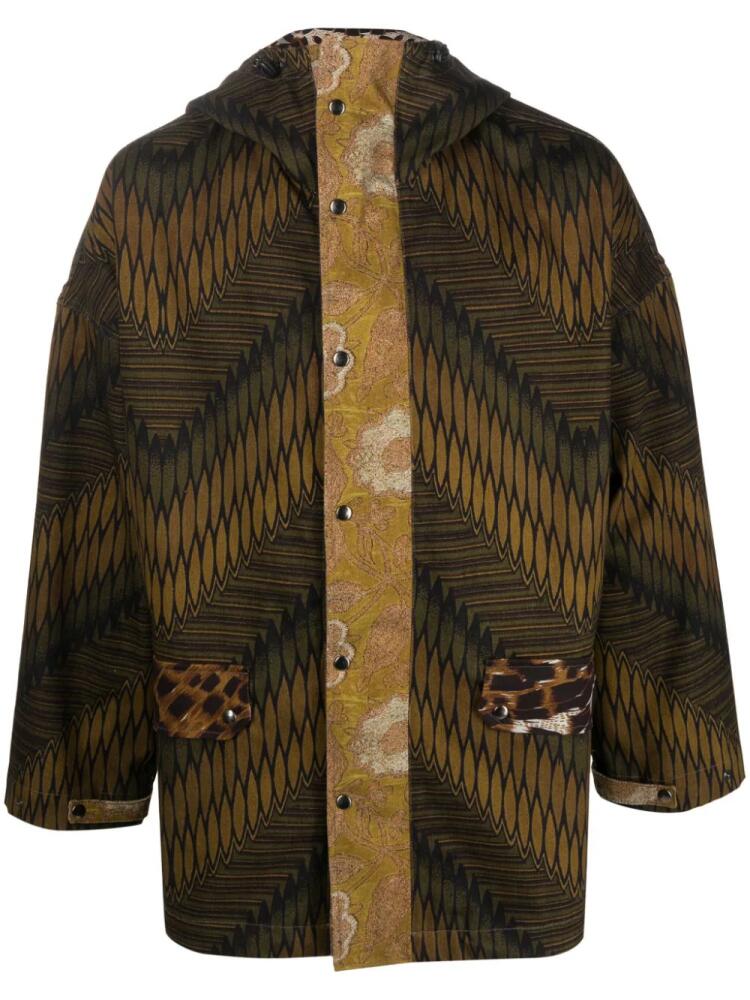 Pierre-Louis Mascia graphic-print hooded jacket - Green Cover