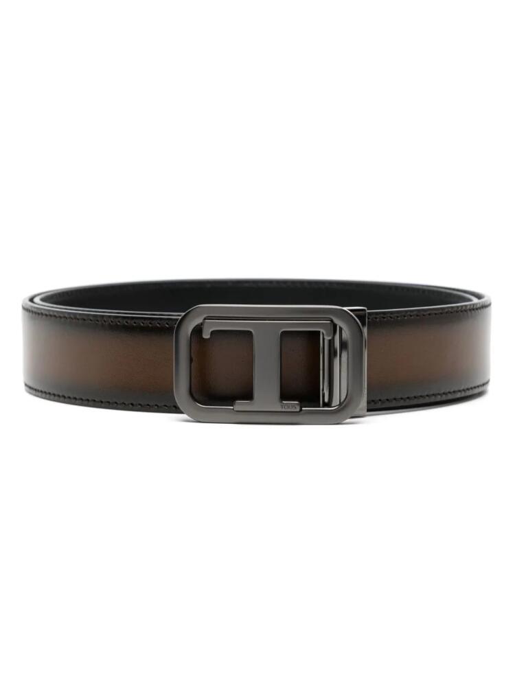 Tod's logo-buckle leather belt - Black Cover