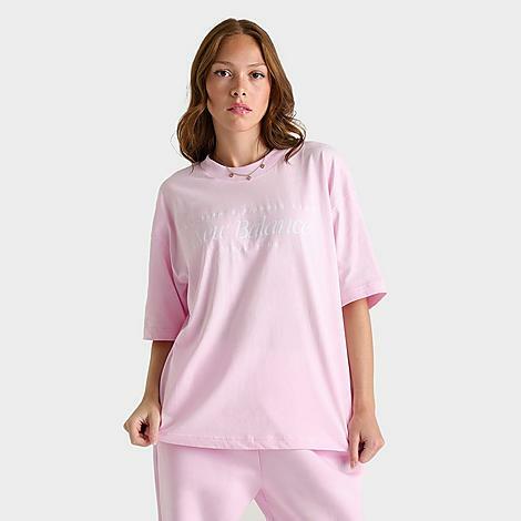 New Balance Women's Logo Boyfriend T-Shirt in Pink/Pink Cover