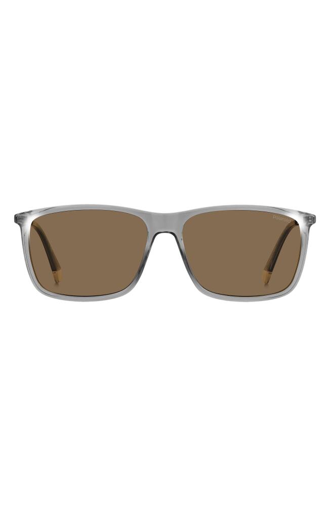 Polaroid 59mm Polarized Rectangular Sunglasses in Grey/Bronze Polarized Cover