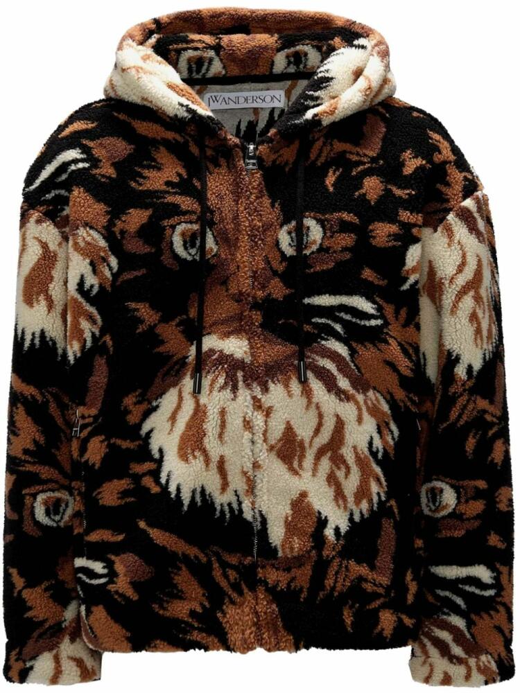 JW Anderson graphic-print fleece jacket - Brown Cover