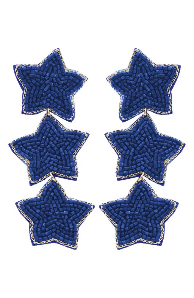 Panacea Beaded Star Linear Drop Earrings in Blue Cover