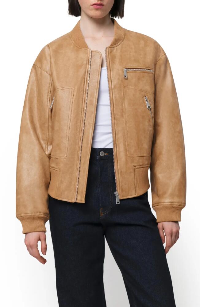 Apparis Chaya Faux Leather Bomber Jacket in Dune Cover