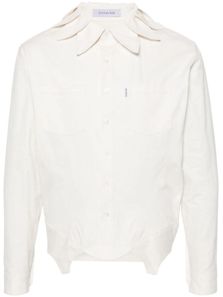 JUNTAE KIM petal-collar cotton shirt - White Cover