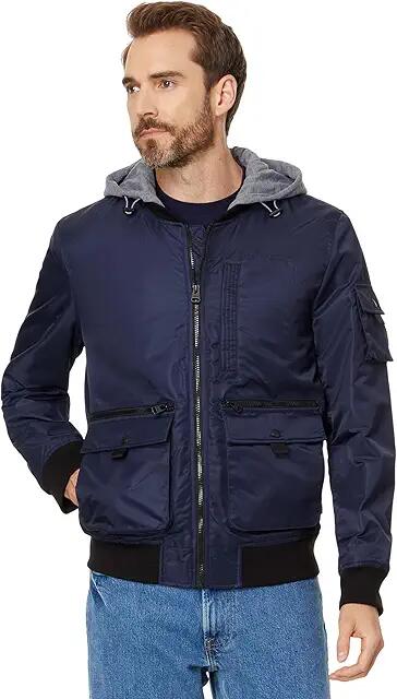 Levi's(r) Flight Bombr W. Hood (Navy) Men's Coat Cover