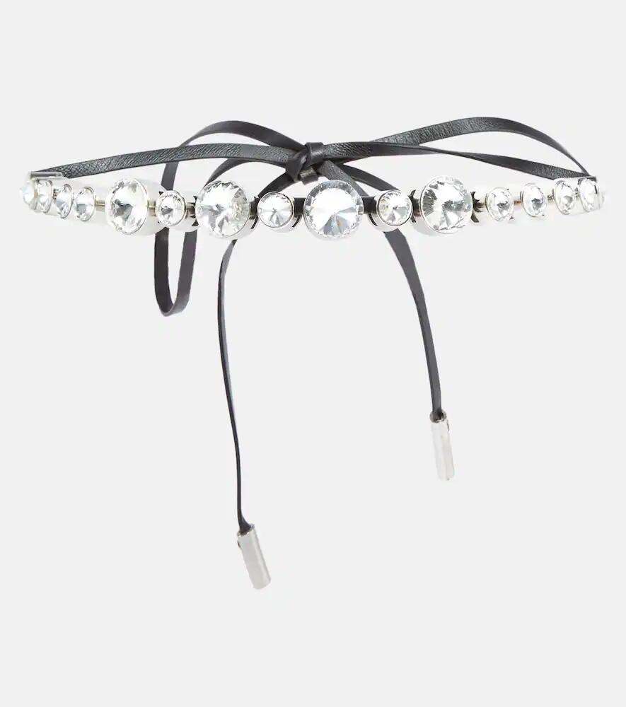 Alessandra Rich Crystal-embellished leather choker Cover