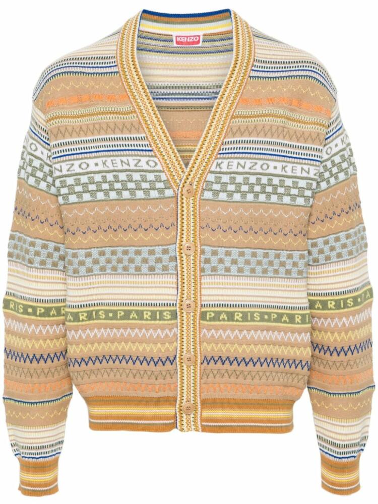 Kenzo logo-intarsia cotton cardigan - Neutrals Cover