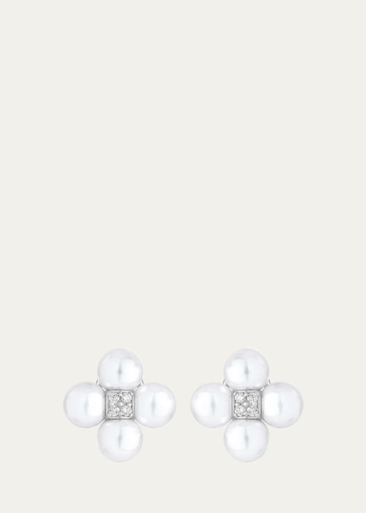 Paul Morelli 18K White Gold Sequence Post Clip Earrings with Pearls and Diamonds Cover