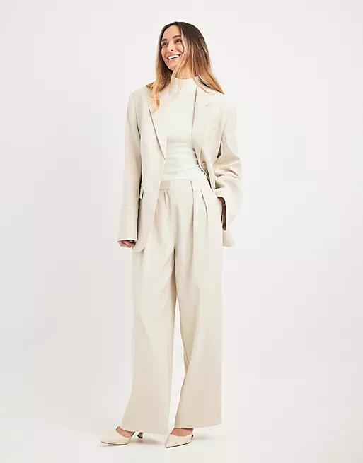 NA-KD tailored high waist pants in sand - part of a set-Neutral Cover