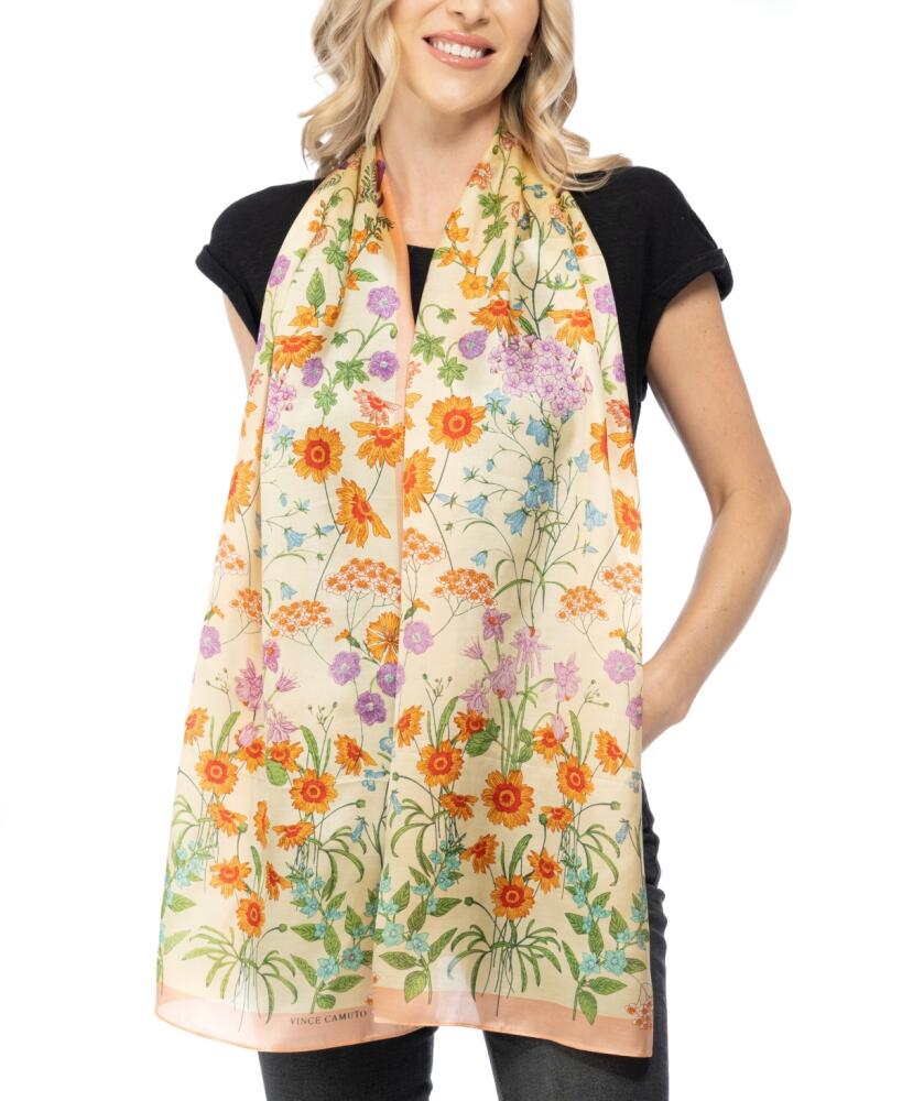 Vince Camuto Botanical Floral Wallpaper Oblong Scarf - Coral Cover