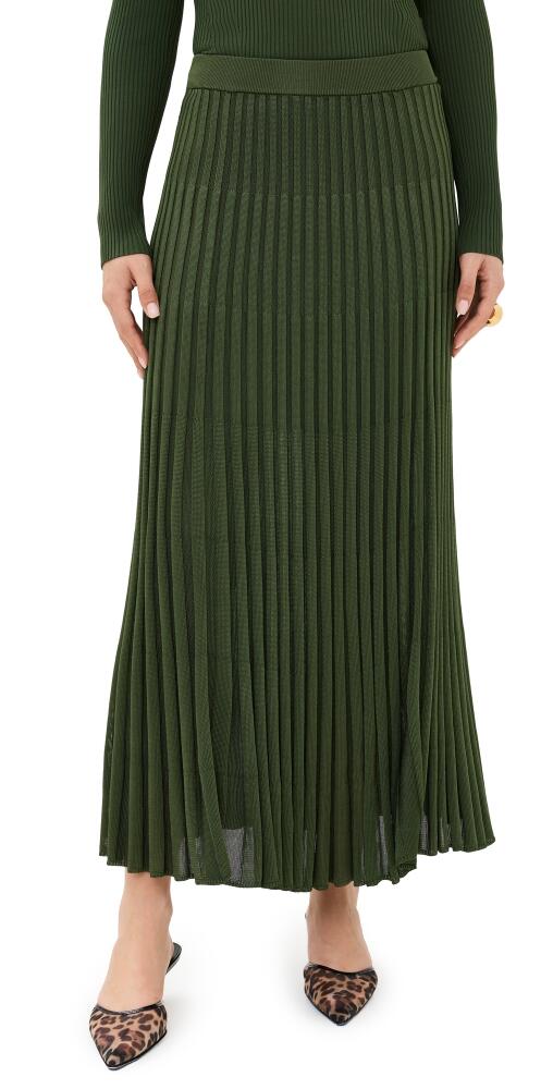 Zimmermann Pleated Midi Skirt Forest Cover